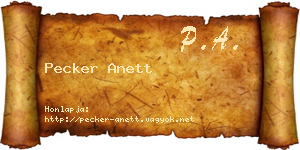 Pecker Anett névjegykártya